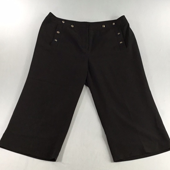 Dress Barn Pants - Dress Barn Nautical Black Button Wide Leg Crop Pants Professional Casual Size 14